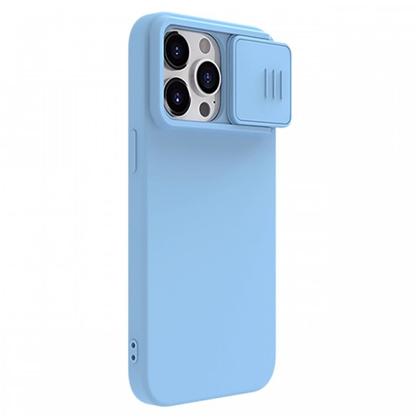 Nillkin CamShield Silky Silicone Case for iPhone 15 Pro Max with Camera Protector - Blue