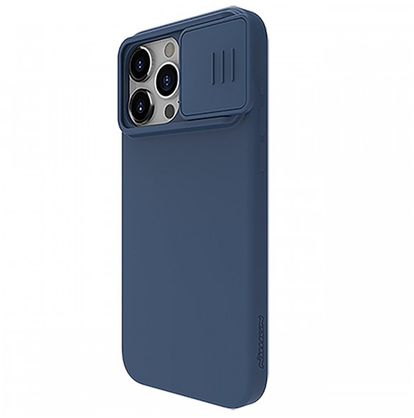 Nillkin CamShield Silky Silicone Case for iPhone 15 Pro Max with Camera Protector - Dark Blue