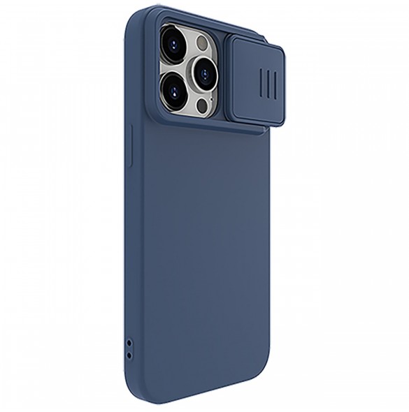 Nillkin CamShield Silky Silicone Case for iPhone 15 Pro with Camera Protector - Dark Blue