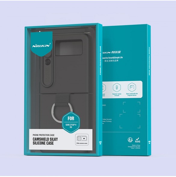 Nillkin CamShield Silikonfodral till Samsung Galaxy Z Flip 4 Silikonskydd med kameraskydd Blå