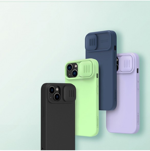 Nillkin CamShield Silky Silikonfodral iPhone 14 skal med kameraskal grön