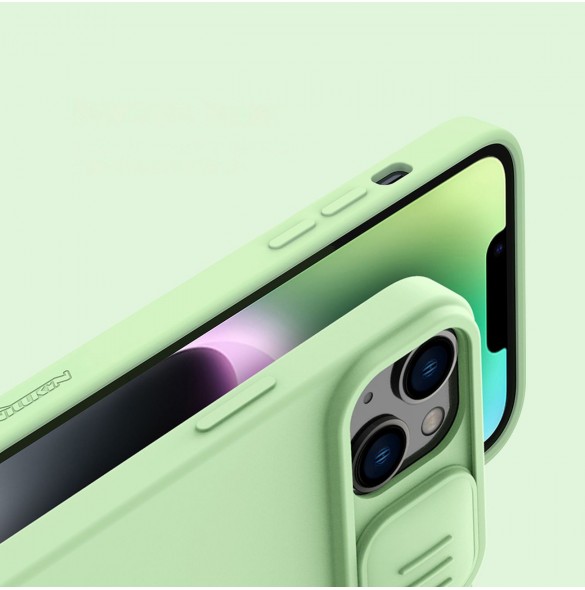Nillkin CamShield Silky Silikonfodral iPhone 14 skal med kameraskal grön