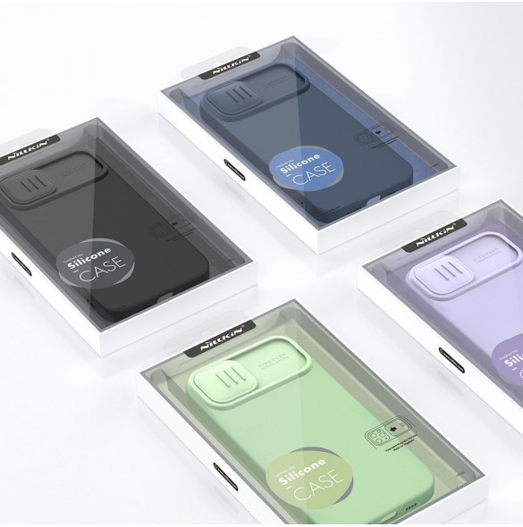 Nillkin CamShield Silky Silikonfodral iPhone 14 skal med kameraskal grön