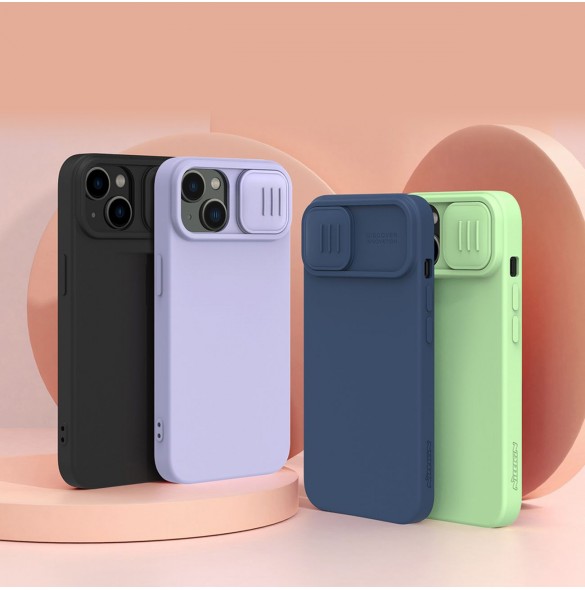 Nillkin CamShield Silky Silikonfodral iPhone 14 skal med kameraskal grön
