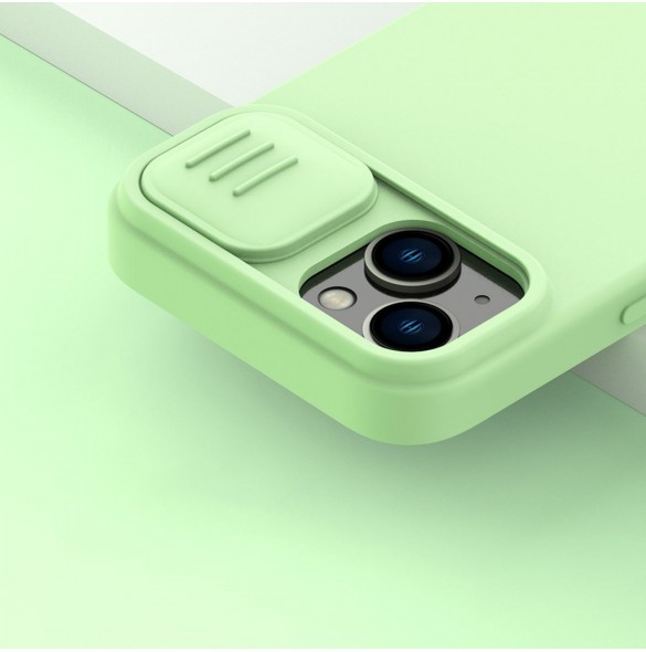 Nillkin CamShield Silky Silikonfodral iPhone 14 Plus skal med kameraskal grönt