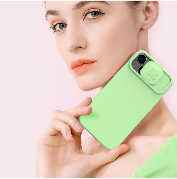 Nillkin CamShield Silky Silikonfodral iPhone 14 Plus skal med kameraskal grönt