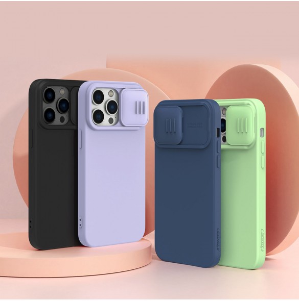 Nillkin CamShield Silikonfodral iPhone 14 Pro skal med kamerafodral blå