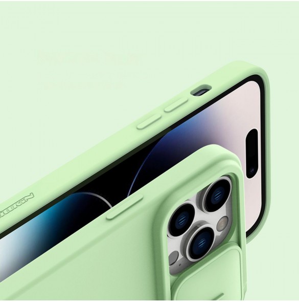 Nillkin CamShield Silikonfodral iPhone 14 Pro skal med kameraskal grönt