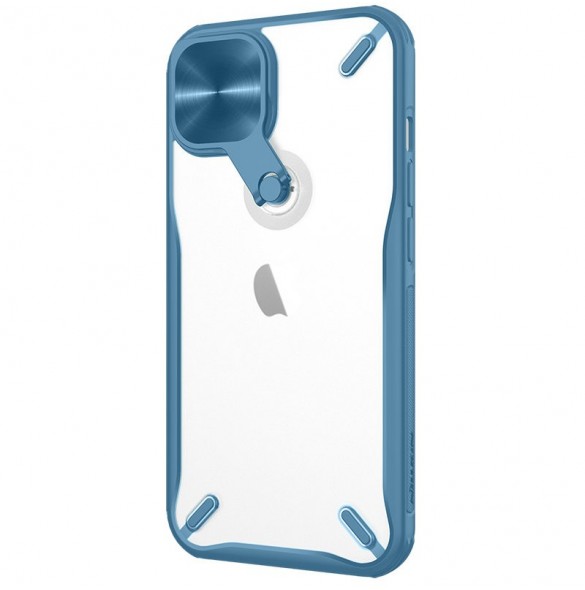 Nillkin Cyclops Fodral Ett slitstarkt fodral med ett kameraskydd och ett vikbart stativ för iPhone 13 blå