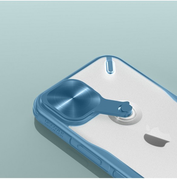 Nillkin Cyclops Fodral Ett slitstarkt fodral med ett kameraskydd och ett vikbart stativ för iPhone 13 blå