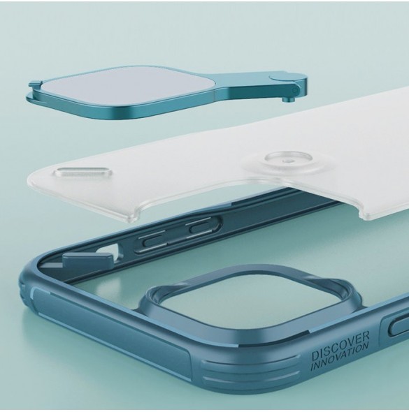 Nillkin Cyclops Fodral Ett slitstarkt fodral med ett kameraskydd och ett vikbart stativ för iPhone 13 blå