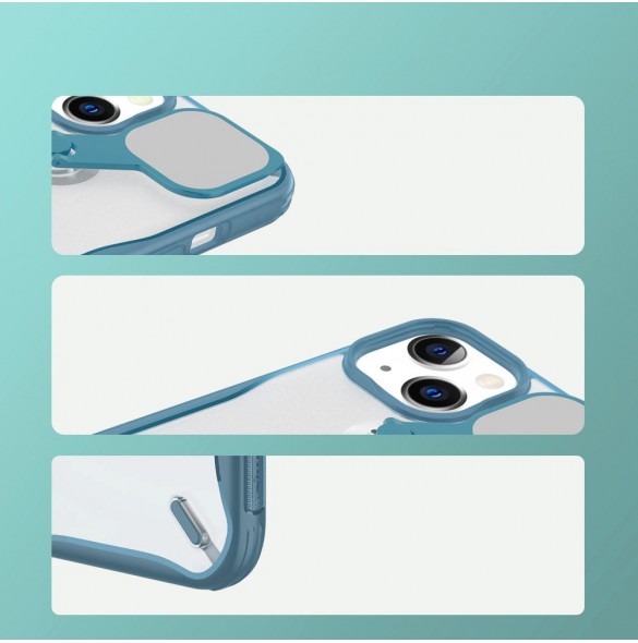 Nillkin Cyclops Fodral Ett slitstarkt fodral med ett kameraskydd och ett vikbart stativ för iPhone 13 blå