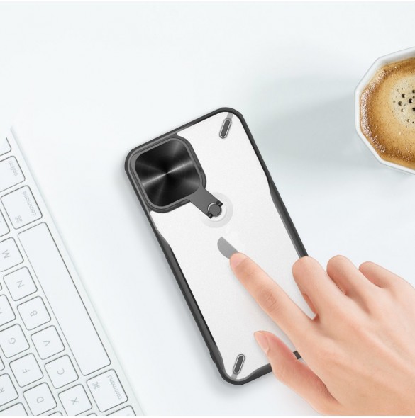 Nillkin Cyclops Fodral Ett slitstarkt fodral med ett kameraskydd och ett hopfällbart stativ för iPhone 13 Pro blå