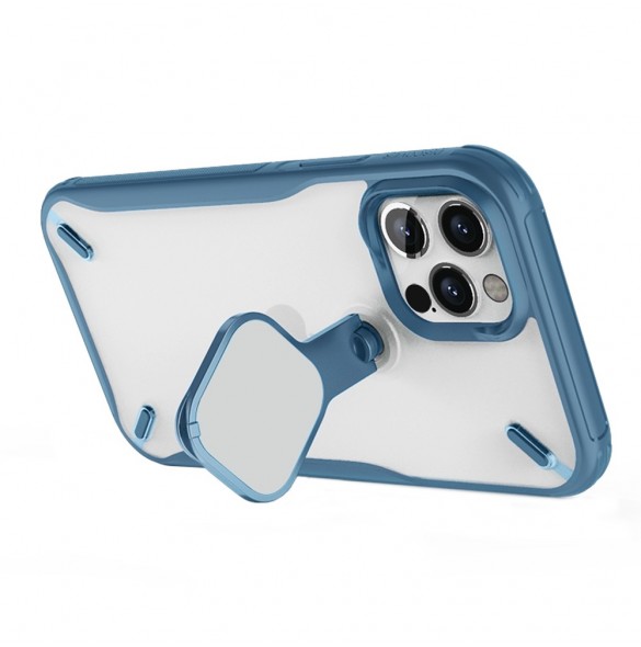 Nillkin Cyclops Fodral Ett slitstarkt fodral med ett kameraskydd och ett hopfällbart stativ för iPhone 13 Pro Max blå