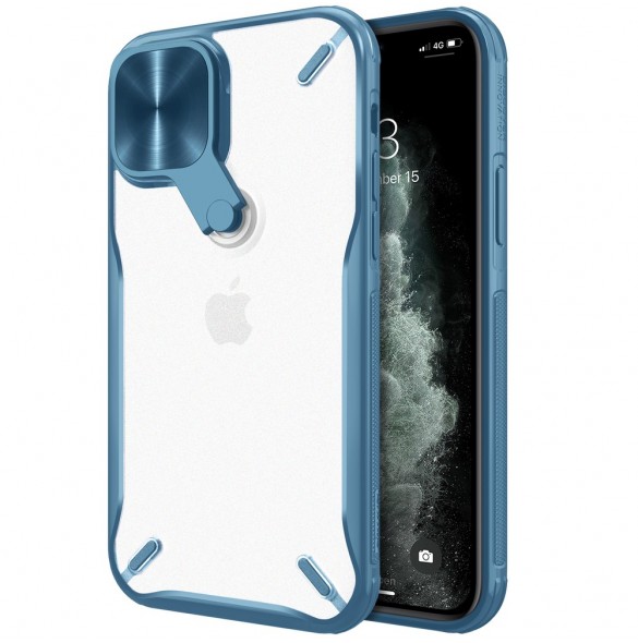 Nillkin Cyclops Fodral Ett slitstarkt fodral med ett kameraskydd och ett hopfällbart stativ för iPhone 13 Pro Max blå