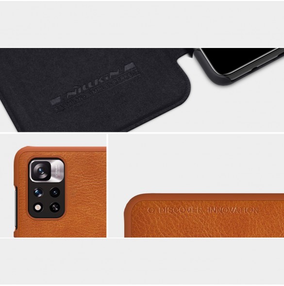 Nillkin Qin Case Cover för Xiaomi Redmi Note 11 Pro+ (Kina) / Redmi Note 11 Pro (Kina) / Mi11i HyperCharge Kameraskydd Hölste