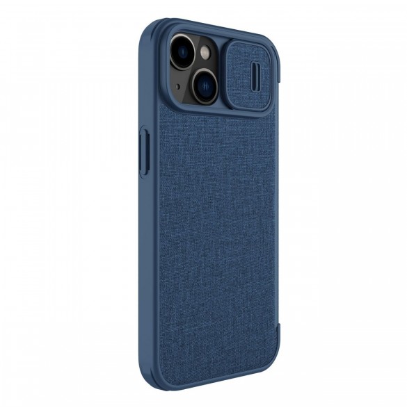 Nillkin Qin Cloth Pro Case Fodral För iPhone 14 Plus Kameraskydd Hölster Cover Flip Case Blå