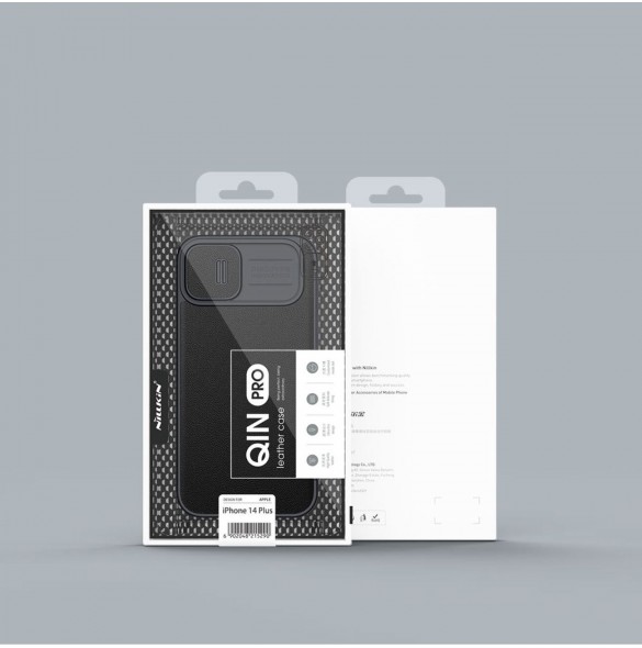 Nillkin Qin Cloth Pro Case Fodral För iPhone 14 Plus Kameraskydd Hölster Cover Flip Case Blå
