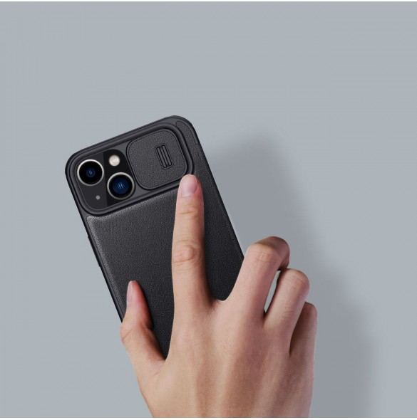 Nillkin Qin Cloth Pro Case Fodral För iPhone 14 Plus Kameraskydd Hölster Cover Flip Case Blå