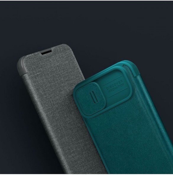 Nillkin Qin Cloth Pro Case Fodral För iPhone 14 Plus Kameraskydd Hölster Cover Flip Case Blå