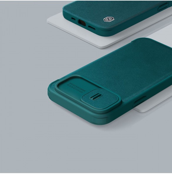 Nillkin Qin Cloth Pro Case Fodral För iPhone 14 Plus Kameraskydd Hölster Cover Flip Case Blå