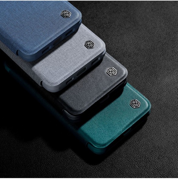 Nillkin Qin Cloth Pro Case Fodral För iPhone 14 Plus Kameraskydd Hölster Cover Flip Case Blå