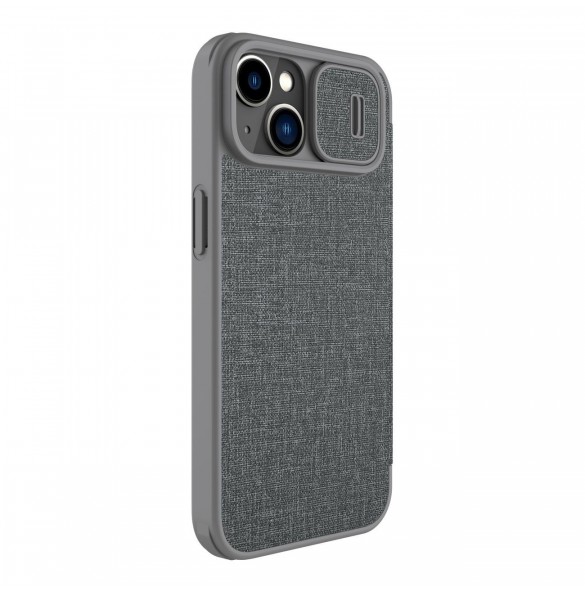 Nillkin Qin Cloth Pro Case Fodral För iPhone 14 Plus Kameraskydd Hölster Cover Flip Fodral Grå
