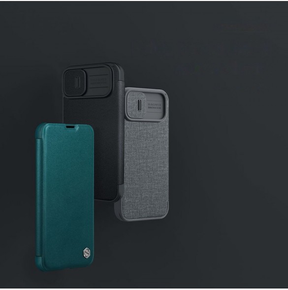 Nillkin Qin Cloth Pro Case Fodral För iPhone 14 Plus Kameraskydd Hölster Cover Flip Fodral Grå