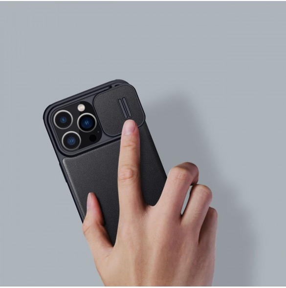 Nillkin Qin Cloth Pro Case Fodral För iPhone 14 Pro Kameraskydd Hölster Cover Flip Case Blå