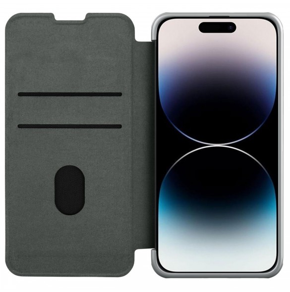 Nillkin Qin Cloth Pro Case Fodral För iPhone 14 Pro Max Kameraskydd Hölster Cover Flip Fodral Grå