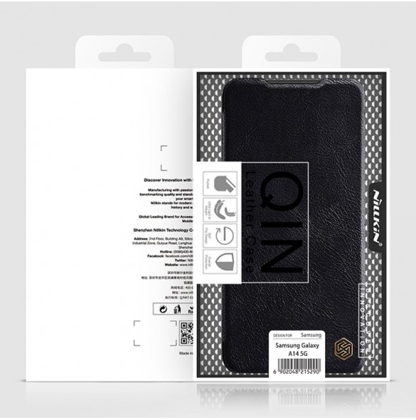 Samsung Galaxy A14 5G / Galaxy A14 Nillkin Qin Series PU Läder Flip Fodral Svart