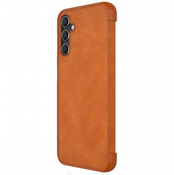 Samsung Galaxy A14 5G / Galaxy A14 Nillkin Qin Series PU Läder Flip Fodral Brun