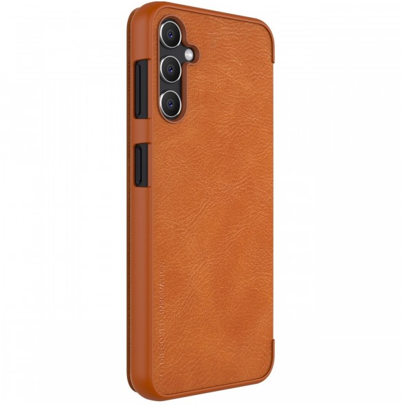 Samsung Galaxy A14 5G / Galaxy A14 Nillkin Qin Series PU Läder Flip Fodral Brun