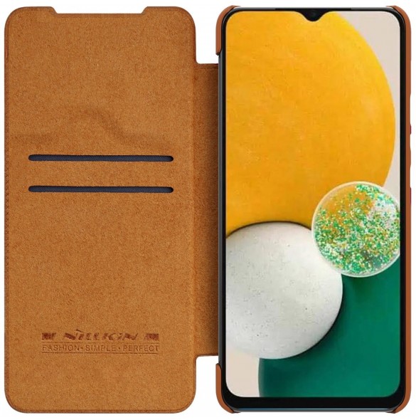 Samsung Galaxy A14 5G / Galaxy A14 Nillkin Qin Series PU Läder Flip Fodral Brun