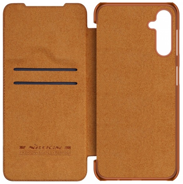Samsung Galaxy A14 5G / Galaxy A14 Nillkin Qin Series PU Läder Flip Fodral Brun