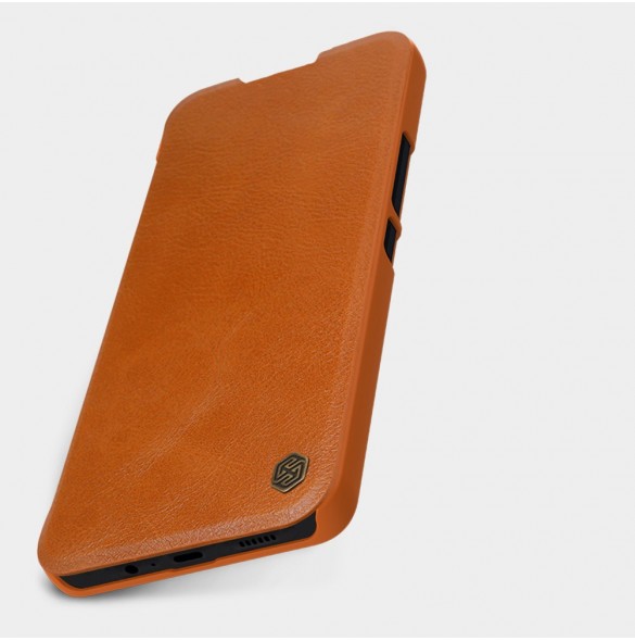 Samsung Galaxy A14 5G / Galaxy A14 Nillkin Qin Series PU Läder Flip Fodral Brun