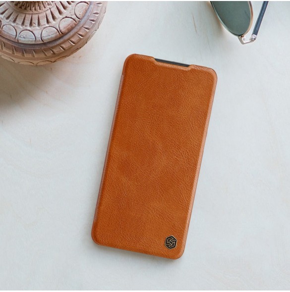 Samsung Galaxy A14 5G / Galaxy A14 Nillkin Qin Series PU Läder Flip Fodral Brun