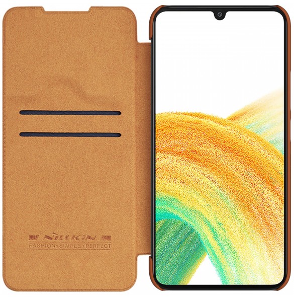 Nillkin Qin Läder Flip Wallet-fodral till Samsung Galaxy A34 5G - Brun