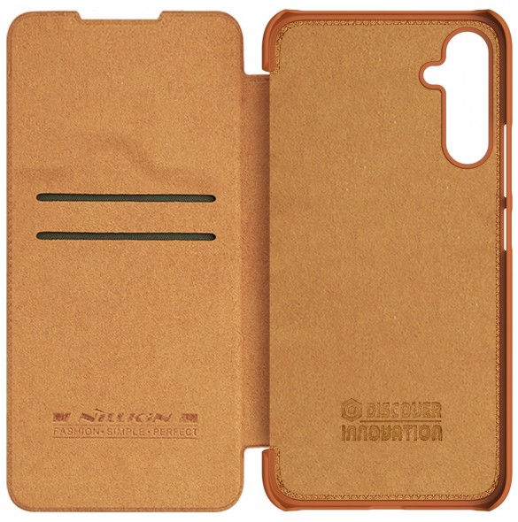 Nillkin Qin Läder Flip Wallet-fodral till Samsung Galaxy A34 5G - Brun