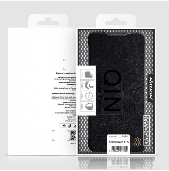Nillkin Qin läderfodral för Xiaomi Redmi Note 11S / Note 11 brun