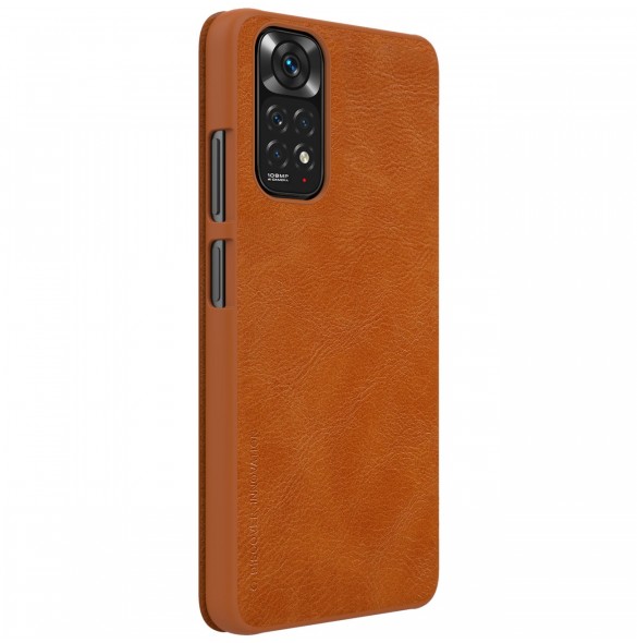 Nillkin Qin läderfodral för Xiaomi Redmi Note 11S / Note 11 brun