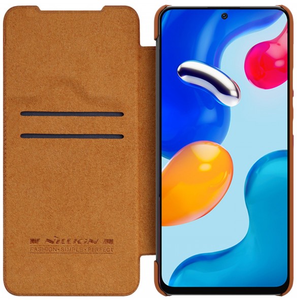 Nillkin Qin läderfodral för Xiaomi Redmi Note 11S / Note 11 brun
