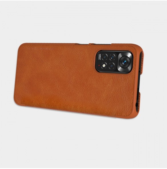 Nillkin Qin läderfodral för Xiaomi Redmi Note 11S / Note 11 brun