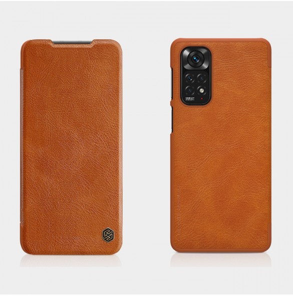 Nillkin Qin läderfodral för Xiaomi Redmi Note 11S / Note 11 brun