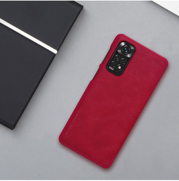 Nillkin Qin läderfodral för Xiaomi Redmi Note 11S / Note 11 brun