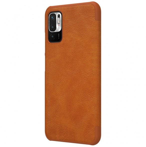 Nillkin Qin läderhölsterfodral till Xiaomi Redmi Note 10 5G brun