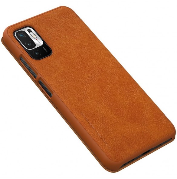 Nillkin Qin läderhölsterfodral till Xiaomi Redmi Note 10 5G brun
