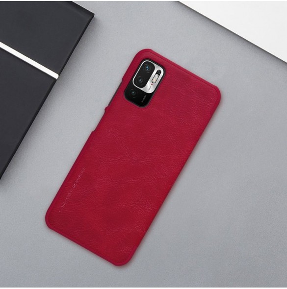 Nillkin Qin läderhölsterfodral till Xiaomi Redmi Note 10 5G brun
