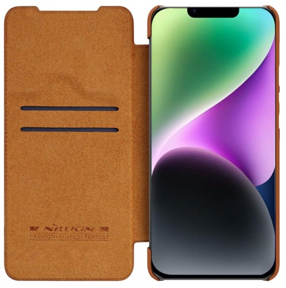 Nillkin Qin Pro Läderfodral iPhone 14 Plus 6.7 2022 Brun