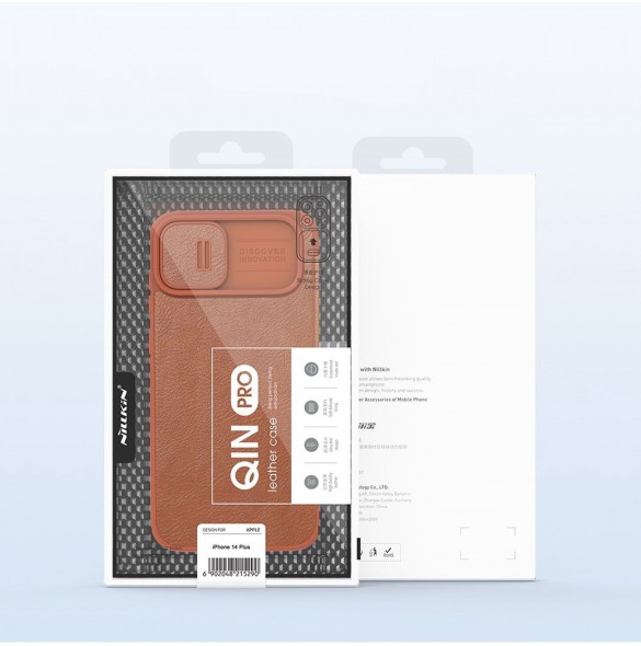 Nillkin Qin Pro Läderfodral iPhone 14 Plus 6.7 2022 Brun
